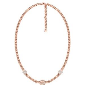 Michael Kors Rose Gold Pavé Three-Charm Chain Necklace